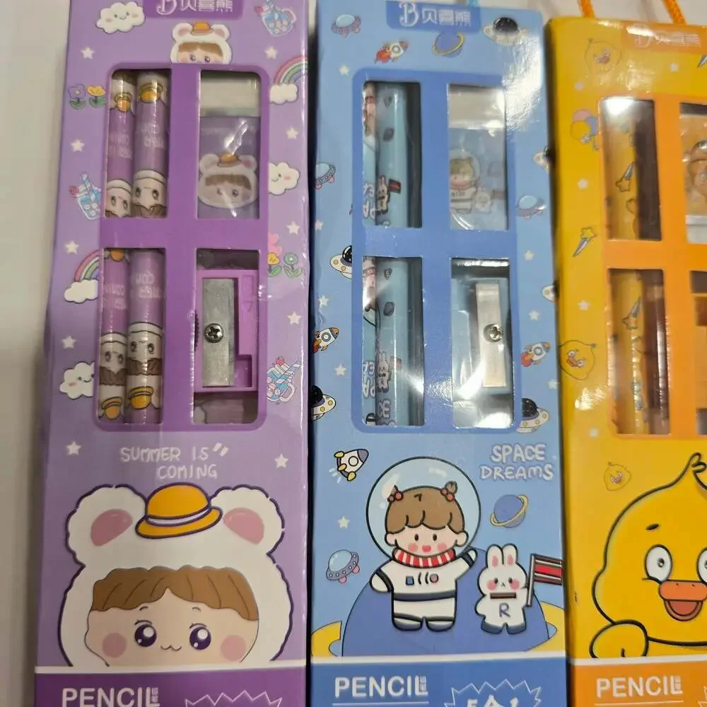 Baisixiong Cartoon 5-in-1 Stationery Pencil Gift Set Set of 5